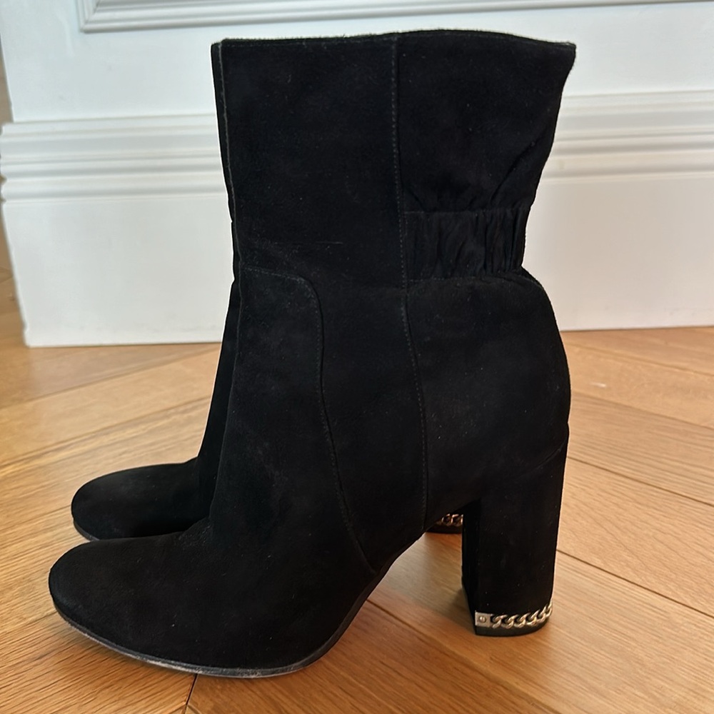 Michael Kors black suede booties, size 8,5, 2,5 inches heel (inside)